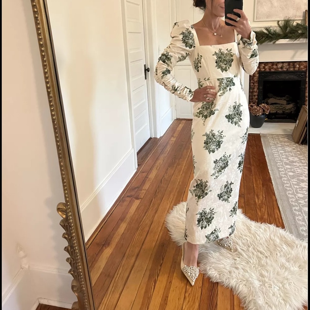 NWT Antonio Melani Elena Embroidered Floral Print Midi Dress